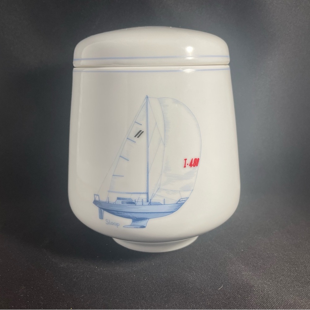 JKW Bavaria Sailboat Nautical Lidded Jar Josef Kuba West Germany Boat